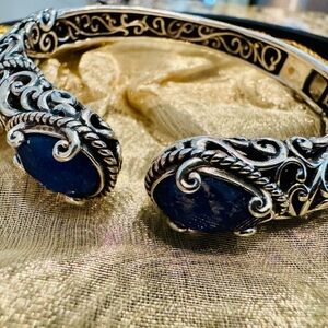 Sterling Silver and Blue Ornate Cuff